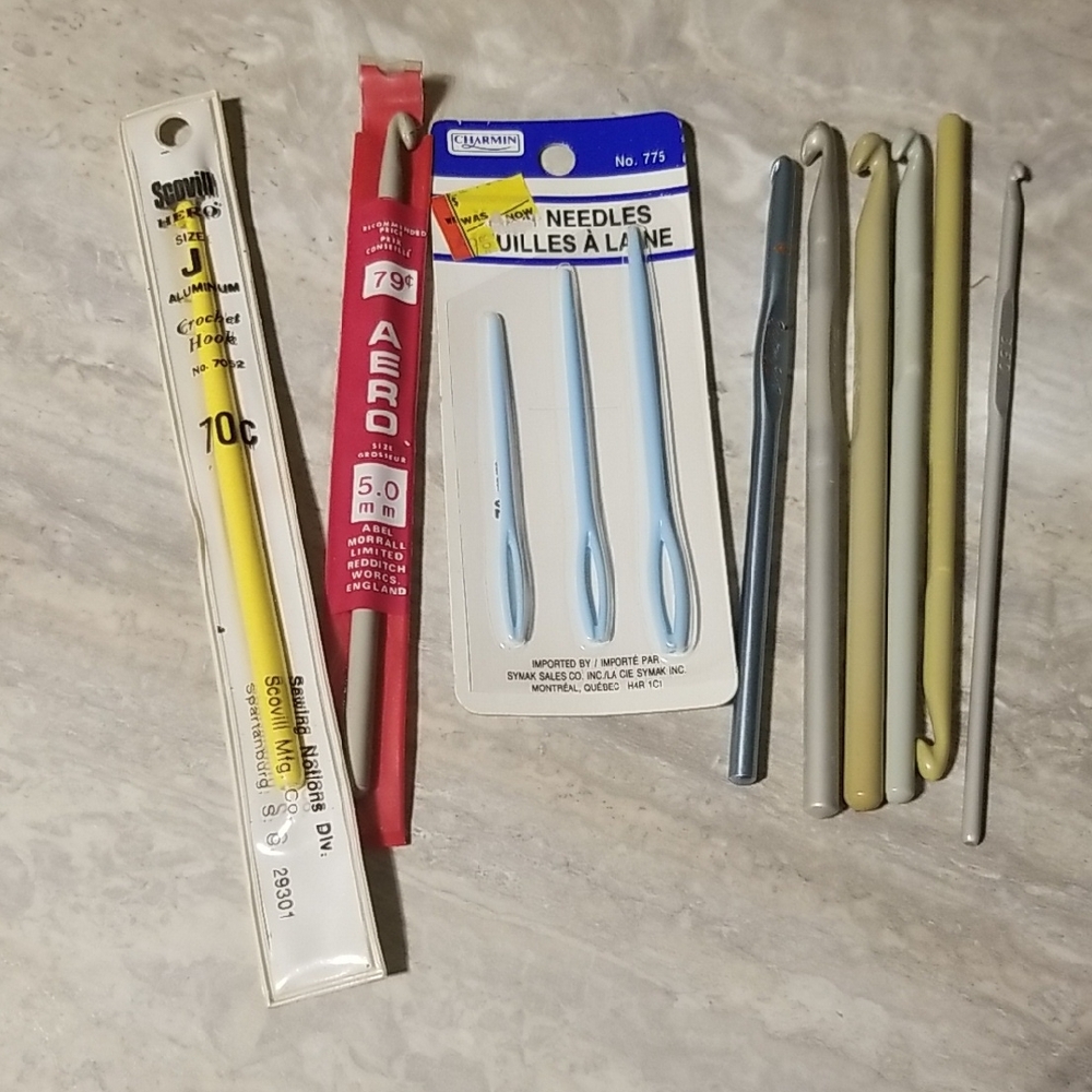 Assorted  Crochet Hooks And Tools